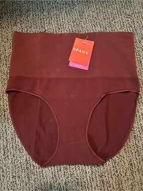 SPANX Seamless High-Waist Shaper Brief in Deep Burgundy